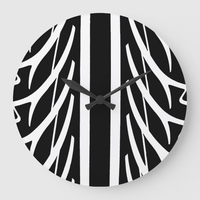 Tire Pattern in Black and White Large Clock (Front)