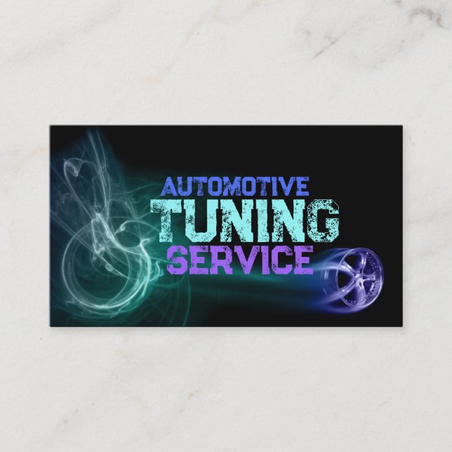 Tire Rim With Flames Black Business Card (Front)
