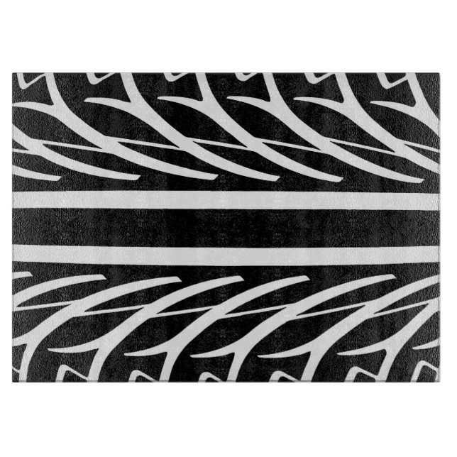 Tire Texture Abstract Pattern in Black and White Cutting Board (Front)