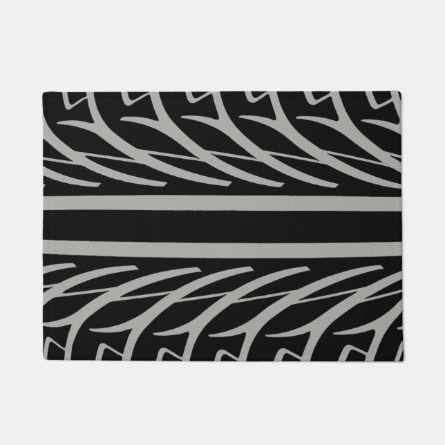 Tire Texture Abstract Pattern in Black and White Doormat (Front)