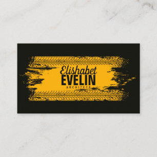 Tire track print marks on yellow grunge texture business card