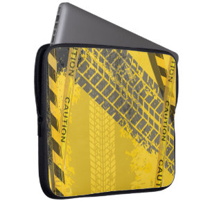 Tire track trace yellow background design laptop sleeve