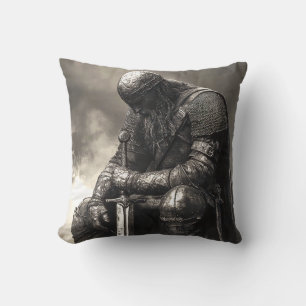 Tired After Battle Throw Pillow