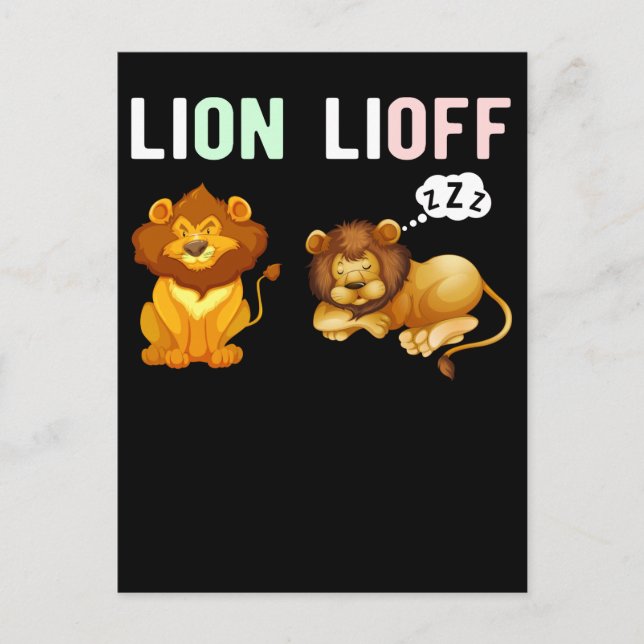 Tired Animal Pun Sleeping Lion Postcard (Front)