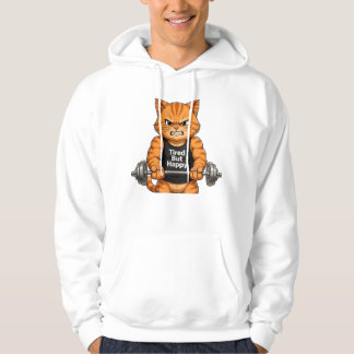 Tired But Happy Gym Cat Bodybuilder Weightlifting  Hoodie
