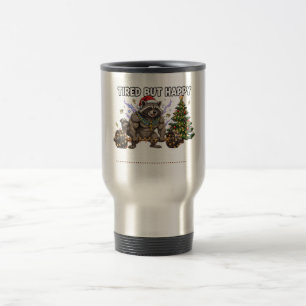 Tired But Happy Pharaoh Raccoon Gym Christmas Shir Travel Mug