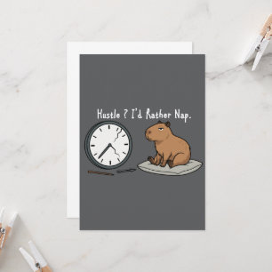 Tired Capybara Humor I'd Rather Nap and Clock  Invitation
