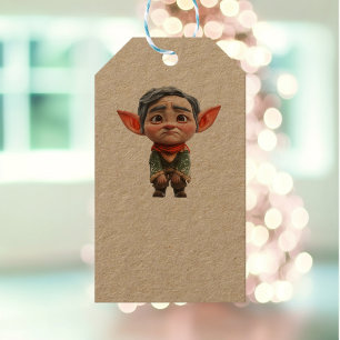 Tired Dad Christmas Elf Kraft Gift Tags