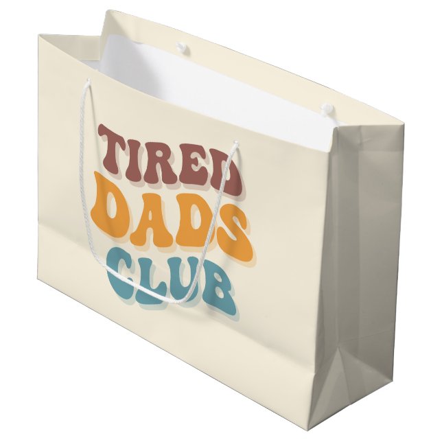 Tired Dads Club Funny Large Gift Bag (Front Angled)