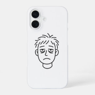 Tired Daily Mood Line Art iPhone 16 Case