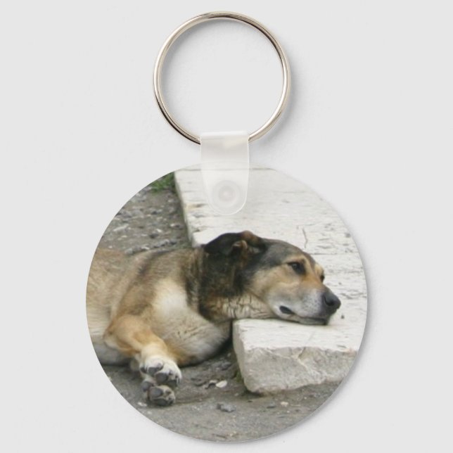 Tired Dog key chain, customize Keychain (Front)