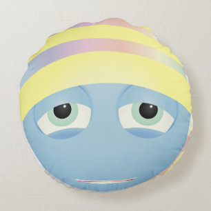 Tired Emoji Round Pillow