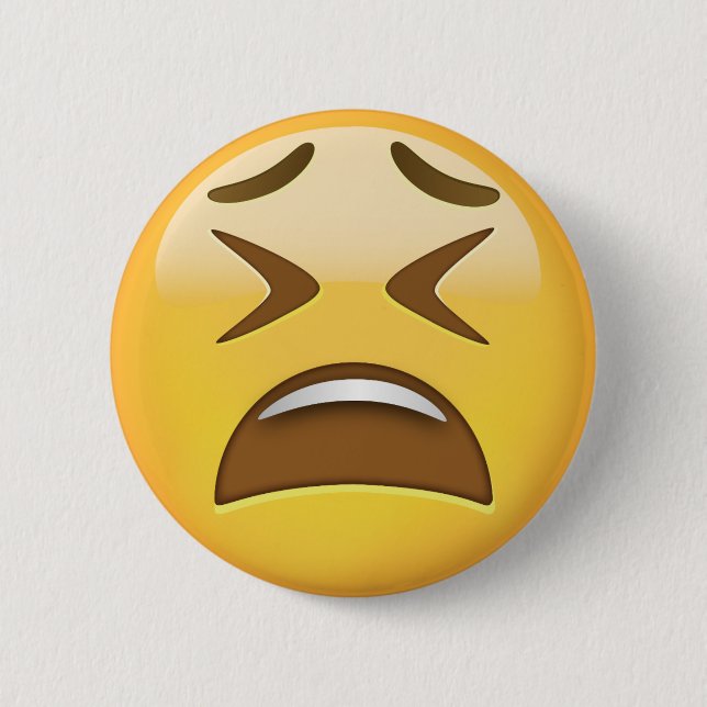 Tired Face Emoji 2 Inch Round Button (Front)