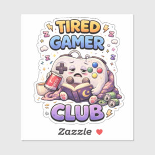 Tired Gamer Club Custom-Cut Vinyl Sticker