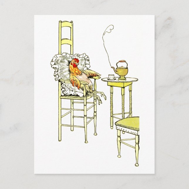 Tired Hen Having a Cuppa Postcard (Front)