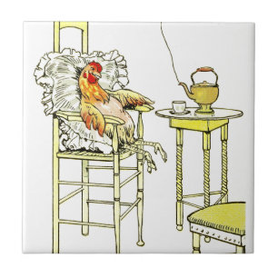 Tired Hen Having a Cuppa Tile
