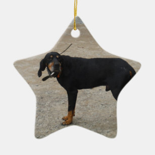 Tired Hunting Dog Ceramic Ornament
