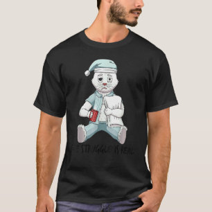 Tired Lazy Cat White The Struggle Is Real Getting T-Shirt