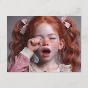 Tired Little Girl Postcard