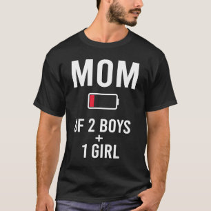Tired Mom 2 boys 1 girl Low Battery Matching Famil T-Shirt