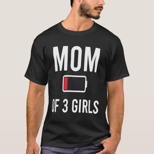 Tired Mom 3 girls Low Battery Matching Family T-Shirt (Front)