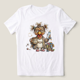 Tired Mom Chicken Funny Messy Hair Coffee Life Hum Tri-Blend Shirt