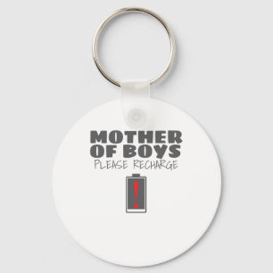 Tired Mom Mother of Boys Please Recharge Gift Keychain