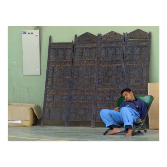 Tired out - People at Friday market, Kuwait Postcard