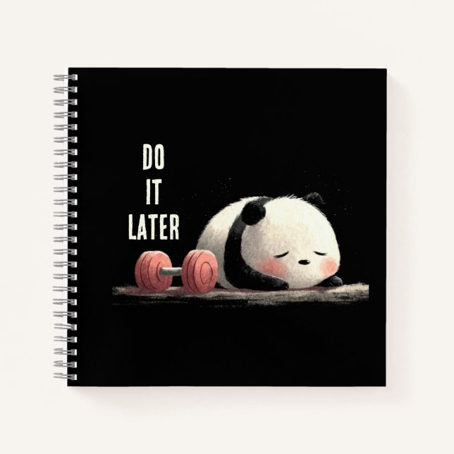 Tired Panda Gym – Cute Funny Workout Art Notebook (Front)