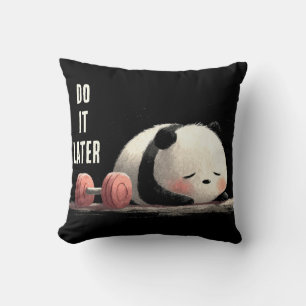 Tired Panda Gym – Cute Funny Workout Art Throw Pillow