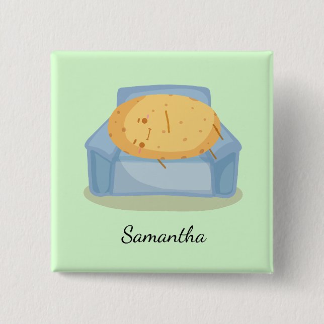 Tired Potato 2 Inch Square Button (Front)