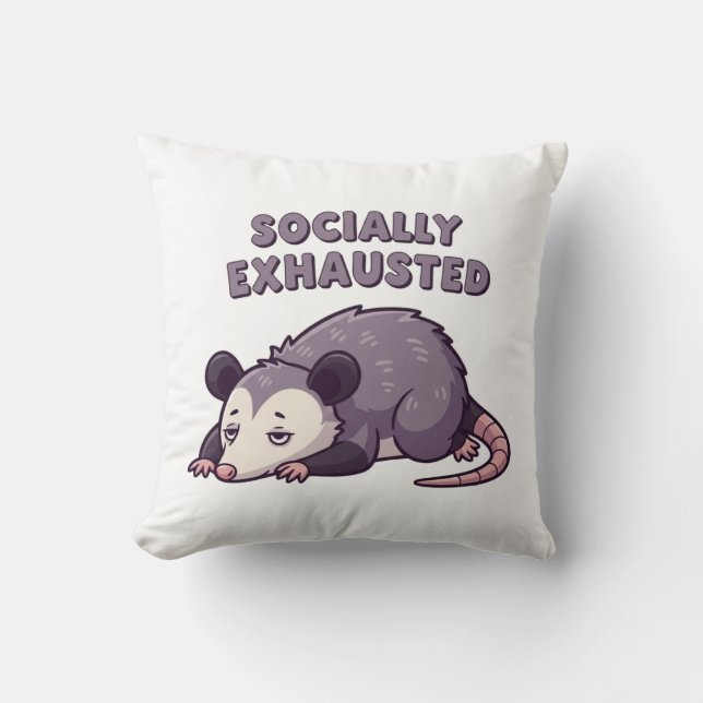 Tired Retro Possum Square Comfort Pillow (Front)