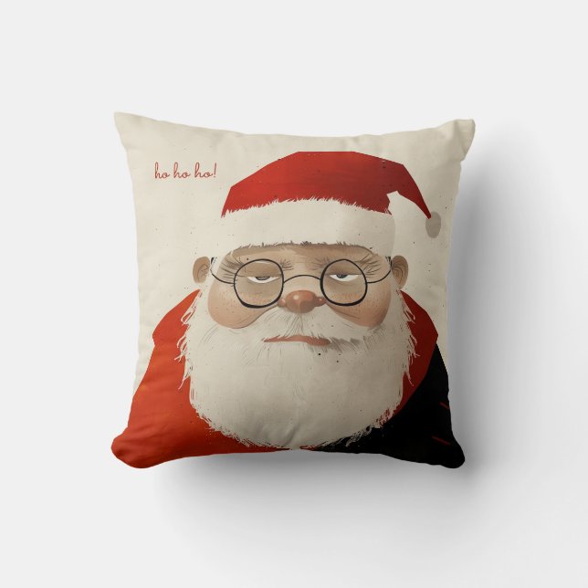 Tired Santa Throw Pillow (Front)