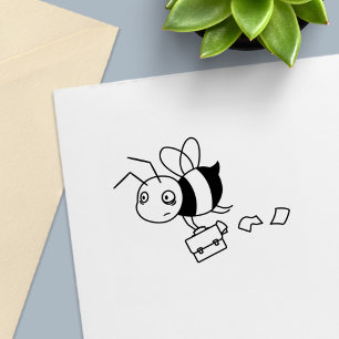 Tired Stressed Bee Holding Briefcase Self-inking Stamp