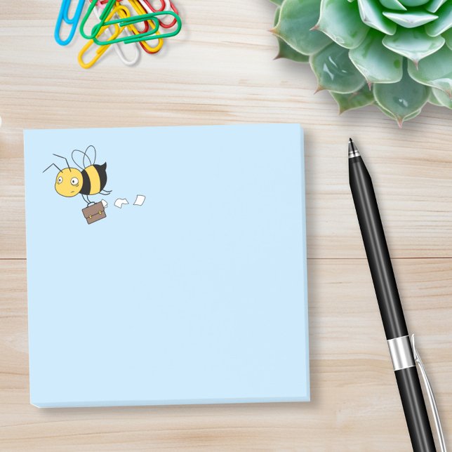 Tired Stressed Worker Bee Holding Briefcase Post-it Notes (Creator Uploaded)