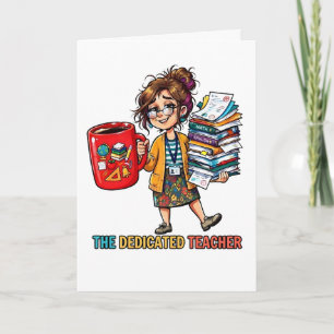 Tired Teacher Coffee Lover Cute Design Card