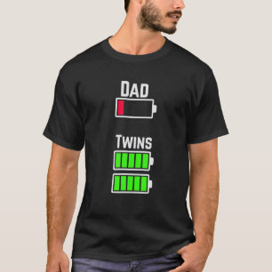 Tired Twin Dad Low Battery Charge Father Day T-Shirt
