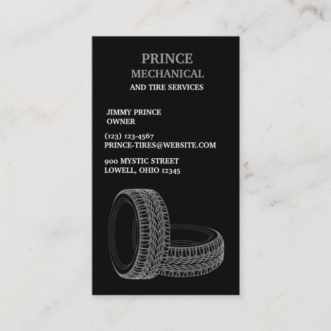 Tires Auto Repair Business Card (Front)
