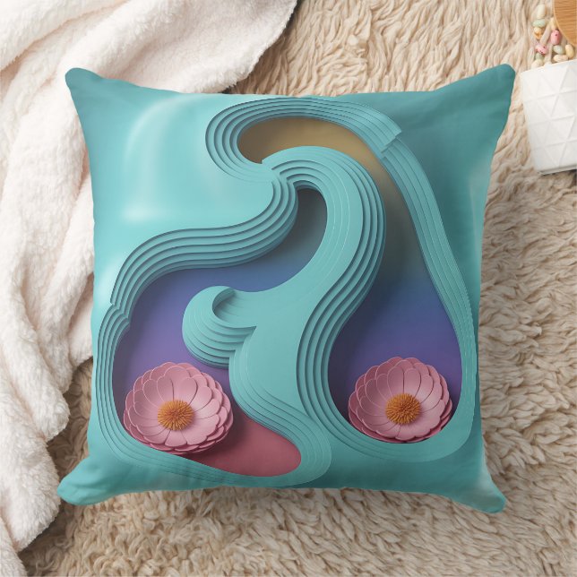 Tirta Droplet Cascade 3D Batik Motif Throw Pillow (Blanket)