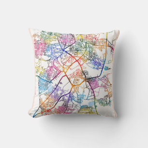 Tiruchirappalli Tamil Nadu City Map Throw Pillow