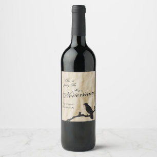Tis' a Party Like Nevermore Raven Halloween Wine Label