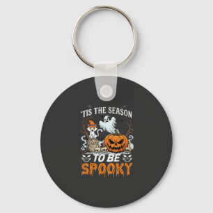 Tis Season Be Spooky Halloween Pumpkin Ghost Keychain