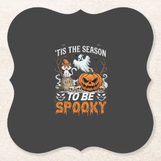 Tis Season Be Spooky Halloween Pumpkin Ghost Paper Coaster