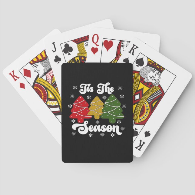 Tis Season Christmas Tree Debbie Cool Unique Playing Cards (Back)