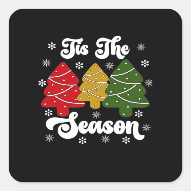 Tis Season Christmas Tree Debbie Cool Unique Square Sticker (Front)
