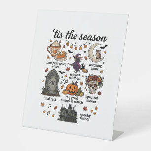 Tis Season Halloween Witch Pumpkin Skull_1 Pedestal Sign