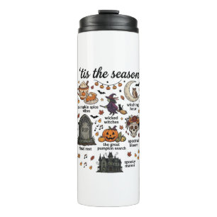 Tis Season Halloween Witch Pumpkin Skull_1 Thermal Tumbler