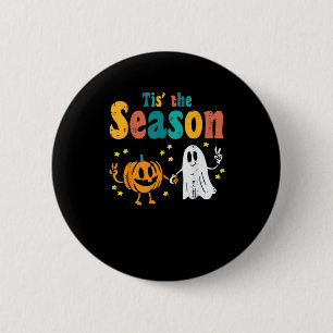 Tis Season Pumpkin Leaf Latte Fall Softball 2 Inch Round Button