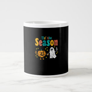 Tis Season Pumpkin Leaf Latte Fall Softball Large Coffee Mug