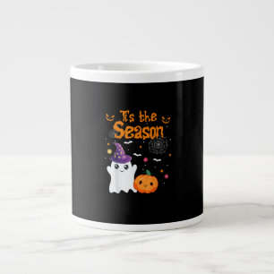 Tis Season Pumpkin Retro Groovy Vintage Halloween Large Coffee Mug